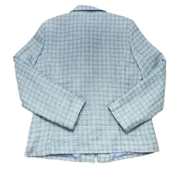 Vintage Sag Harbor Size 10 Herringbone Knit Periwinkle Blue Blazer Jacket Coat - Picture 2 of 13